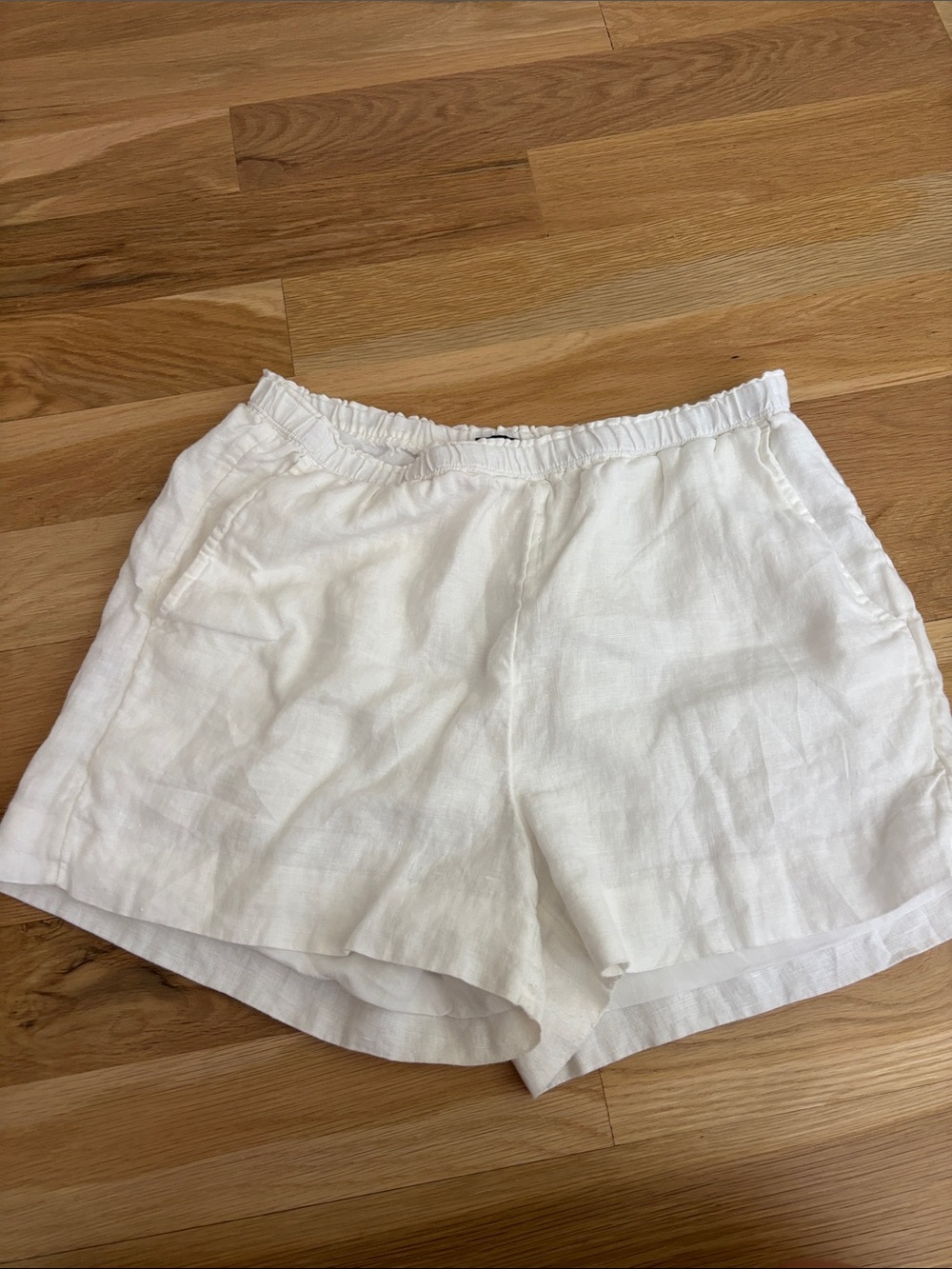 J. Crew White High-Waist Linen Shorts